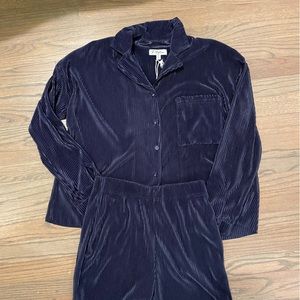 Plisse Matching Set - Navy Blue